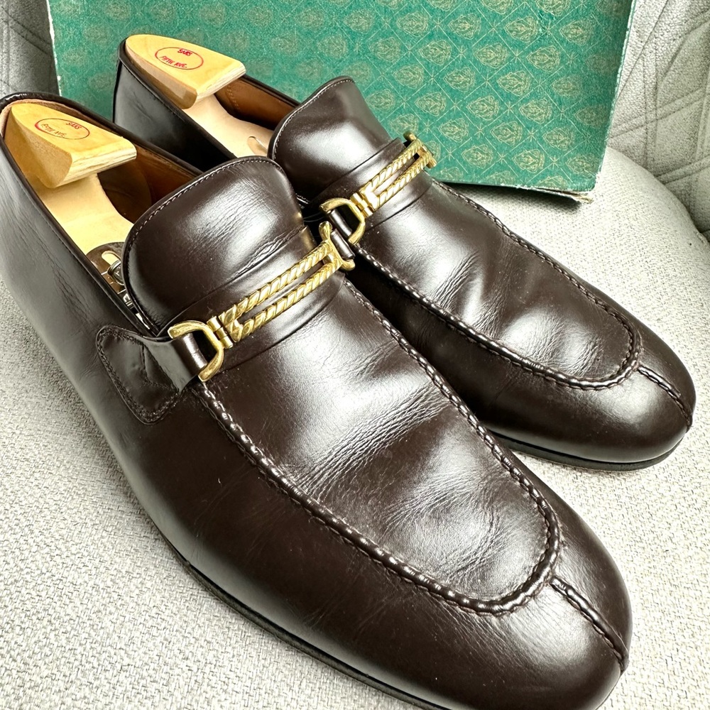 Sold! 🤑Vintage Gucci Men’s Loafers Brown Leather Size 43.5